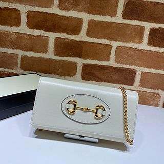 GUCCI Horsebit 1955 wallet with chain (White) 621888