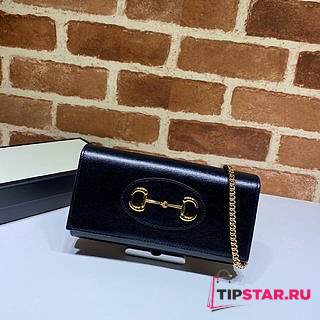 GUCCI Horsebit 1955 wallet with chain (Black) 621888 - 1