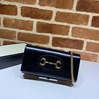 GUCCI Horsebit 1955 wallet with chain (Black) 621888