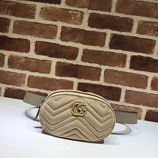 GUCCI GG Marmont matelassé leather belt bag (Khaki Cashmere) 476434