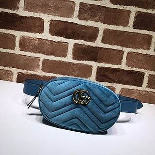GUCCI GG Marmont matelassé leather belt bag (Light Blue Velvet) 476434