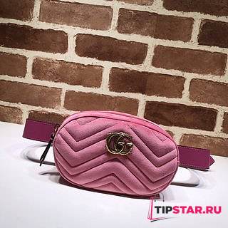 GUCCI GG Marmont matelassé leather belt bag (Pink Velvet) 476434 - 1