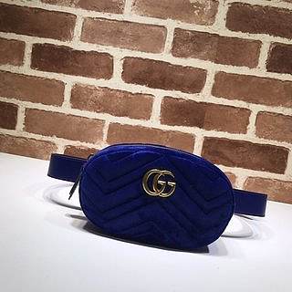 GUCCI GG Marmont matelassé leather belt bag (Dark Blue Velvet) 476434