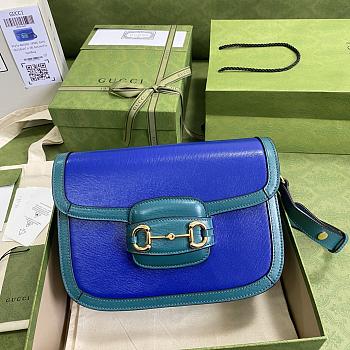 GUCCI Horsebit 1955 Shoulder Bag (Blue_Green) 602204