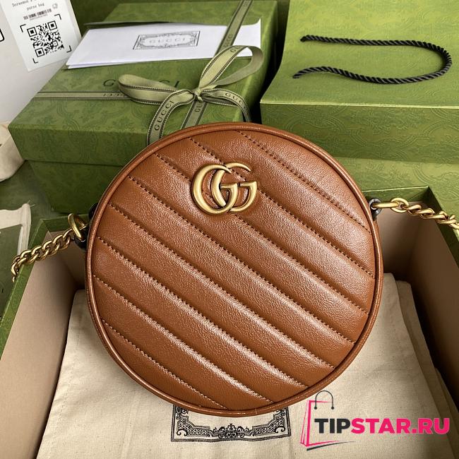 GUCCI GG Marmont mini round shoulder bag (Brown) 550154 - 1