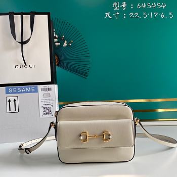 GUCCI Horsebit 1955 small shoulder bag (White leather) 645454 1DB0G 9022