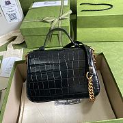 GUCCI GG Marmont mini top handle bag (Black Crocodile Pattern) 547260 - 4