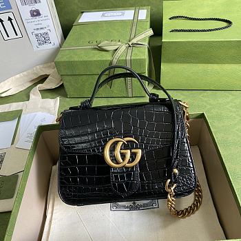 GUCCI GG Marmont mini top handle bag (Black Crocodile Pattern) 547260
