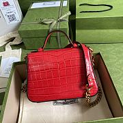GUCCI GG Marmont mini top handle bag (Red Crocodile Pattern) 547260 - 2