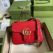 GUCCI GG Marmont mini top handle bag (Red Crocodile Pattern) 547260 - 1