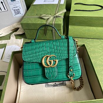 GUCCI GG Marmont mini top handle bag (Green Crocodile Pattern) 547260