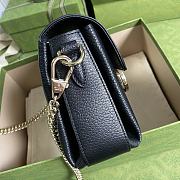 GUCCI Dollar Calfskin Interlocking G Small Crossbody Bag (Black leather) 607720 - 3