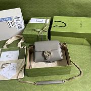 GUCCI Dollar Calfskin Interlocking G Small Crossbody Bag (Gray leather) 607720 - 1