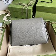 GUCCI Dollar Calfskin Interlocking G Small Crossbody Bag (Gray leather) 607720 - 5