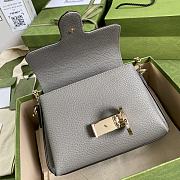 GUCCI Dollar Calfskin Interlocking G Small Crossbody Bag (Gray leather) 607720 - 6