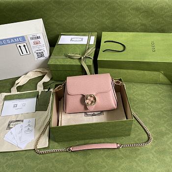 GUCCI Dollar Calfskin Interlocking G Small Crossbody Bag (Pink leather) 607720