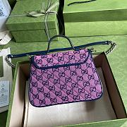 GUCCI GG Marmont Multicolour mini top handle bag (Pink_Blue canvas) 583571 2UZCN 5279 - 6