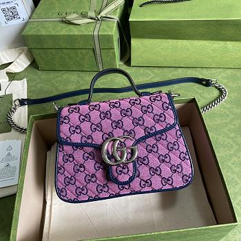GUCCI GG Marmont Multicolour mini top handle bag (Pink_Blue canvas) 583571 2UZCN 5279