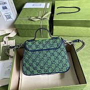 GUCCI GG Marmont Multicolour mini top handle bag (Green_Blue canvas) 583571 - 6