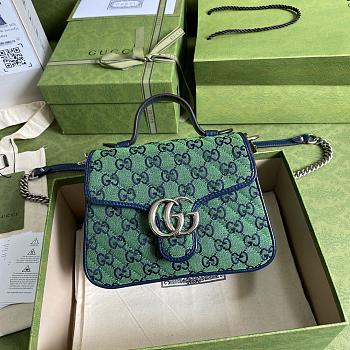 GUCCI GG Marmont Multicolour mini top handle bag (Green_Blue canvas) 583571