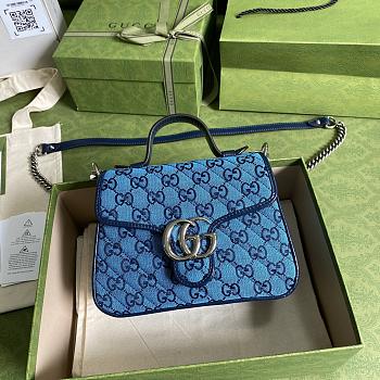 GUCCI GG Marmont Multicolour mini top handle bag (Blue Lanbu) 583571