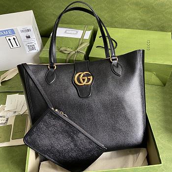 GUCCI Medium tote with Double G (Black leather) ‎649577 1U10T 1000
