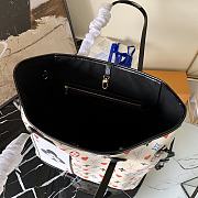 LV Neverfull Medium Handbag Shopping Bag (White_Black Poker) M57452 - 5