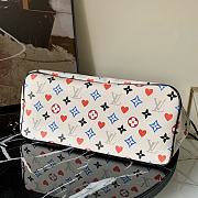 LV Neverfull Medium Handbag Shopping Bag (White_Black Poker) M57452 - 4