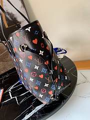 LV Neverfull Medium Handbag Shopping Bag (Black_White Poker) M57452 32cm - 3