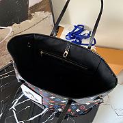 LV Neverfull Medium Handbag Shopping Bag (Black_White Poker) M57452 32cm - 2