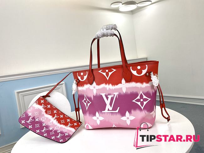 LV Escale Neverfull MM (Red_Pink) M45127 Size 31x 28.5 x 17 cm - 1