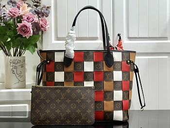 LV Neverfull (Woven Red) M40993 Size 31 x 28.5 x 17 cm