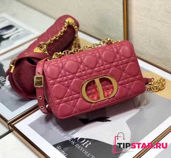 Dior Small Caro Bag (Pink) Supple Cannage Calfskin  - 1