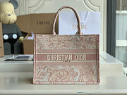 Dior Small Book Tote (Pink) Toile de Jouy Embroidery 36cm M1296ZTDT_M956 - 1