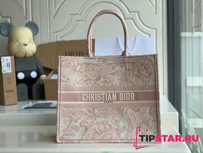 Dior Large Book Tote (Pink) Toile de Jouy Embroidery 41cm M1286ZTDT_M956 - 1