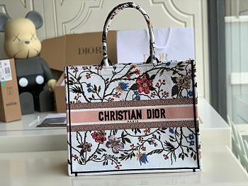 Dior Large Book Tote (Flower) Toile de Jouy Embroidery 41cm