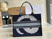 Dior Small Book Tote (Blue Navy) Toile de Jouy Embroidery 36cm - 3