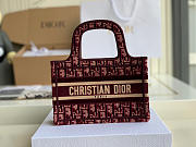 Dior Mini Book Tote (Burgundy) Dior Oblique Embroidery S5475ZRIW_M974  - 1