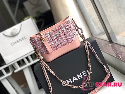 CHANEL'S Gabrielle Small Hobo Bag Tweed (Pink) 91810 - 1
