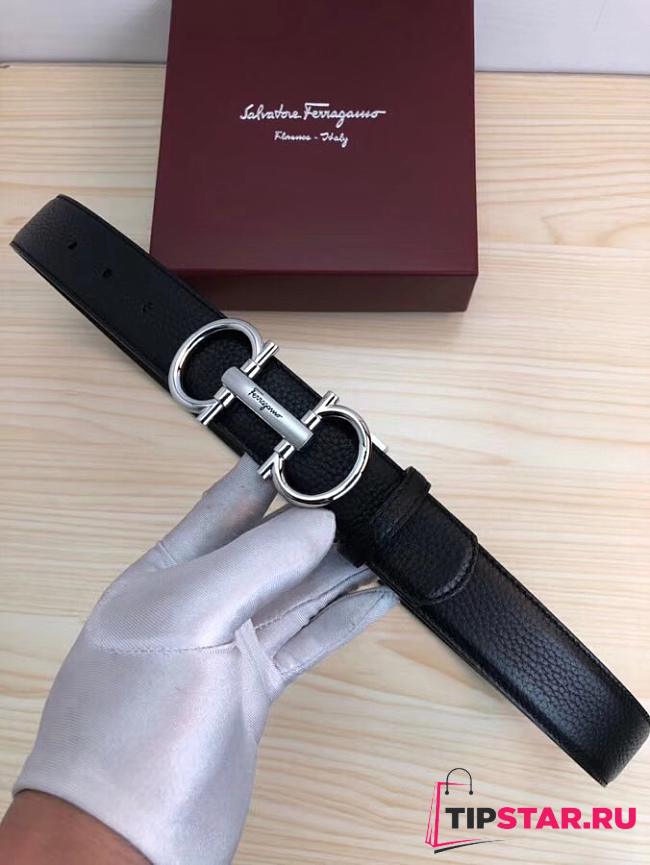 Ferragamo original single leather with a width of 3.5 silver - 1