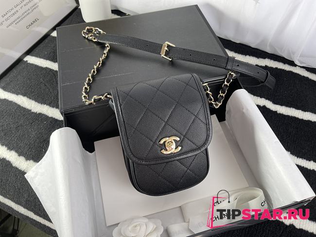 Chanel Mobile Phone Bag (Black) 18cm  - 1