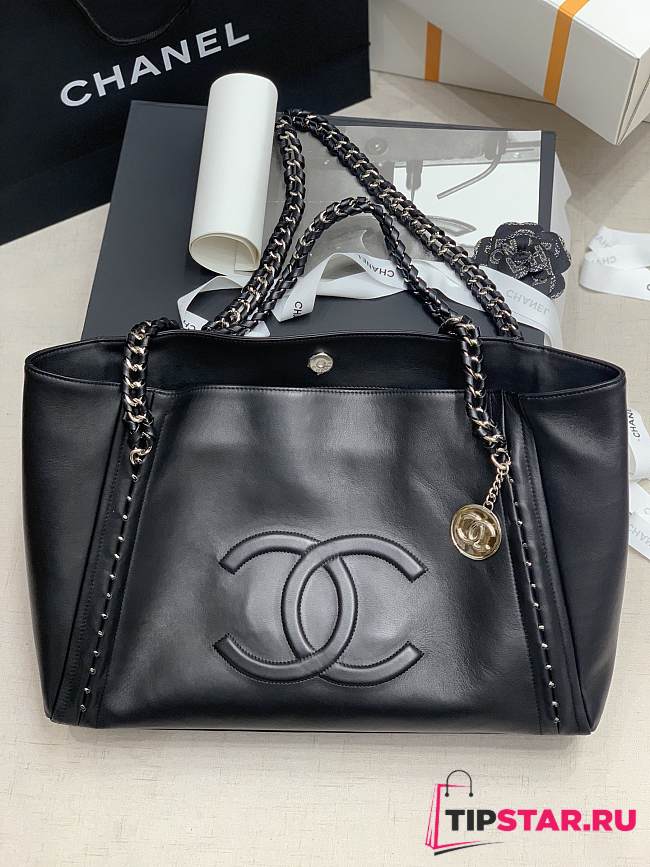 CHANEL Tote Bag Shopping Bag (Black) A2021 - 1