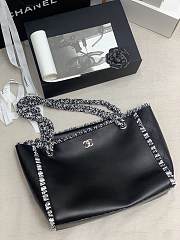 CHANEL Tire Leather Shopping Bag (Black) - 2