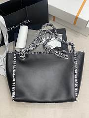 CHANEL Tire Leather Shopping Bag (Black) - 5