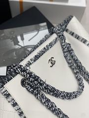 CHANEL Tire Leather Shopping Bag (White) - 3