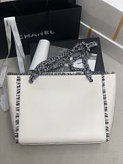 CHANEL Tire Leather Shopping Bag (White) - 6