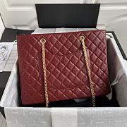 CHANEL Rhombohedral Leather Tote Shopping Bag 35cm (Red Rouge) AS6611 - 3