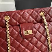 CHANEL Rhombohedral Leather Tote Shopping Bag 35cm (Red Rouge) AS6611 - 5