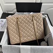 CHANEL Rhombohedral Leather Tote Shopping Bag 35cm (Beige) AS6611 - 3