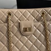 CHANEL Rhombohedral Leather Tote Shopping Bag 35cm (Beige) AS6611 - 4